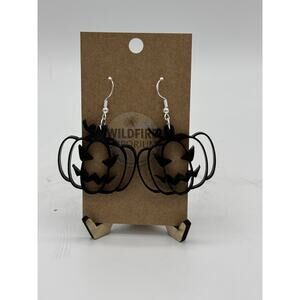 Black Acrylic Pumpkin Laser Cut Earrings